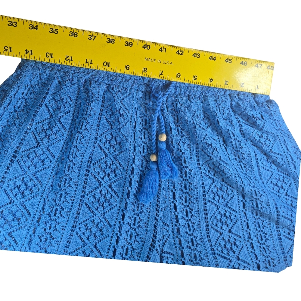 Japna High Waist Boho Crochet Blue Lace Shorts Swim Cover Size M - Picture 3 of 7